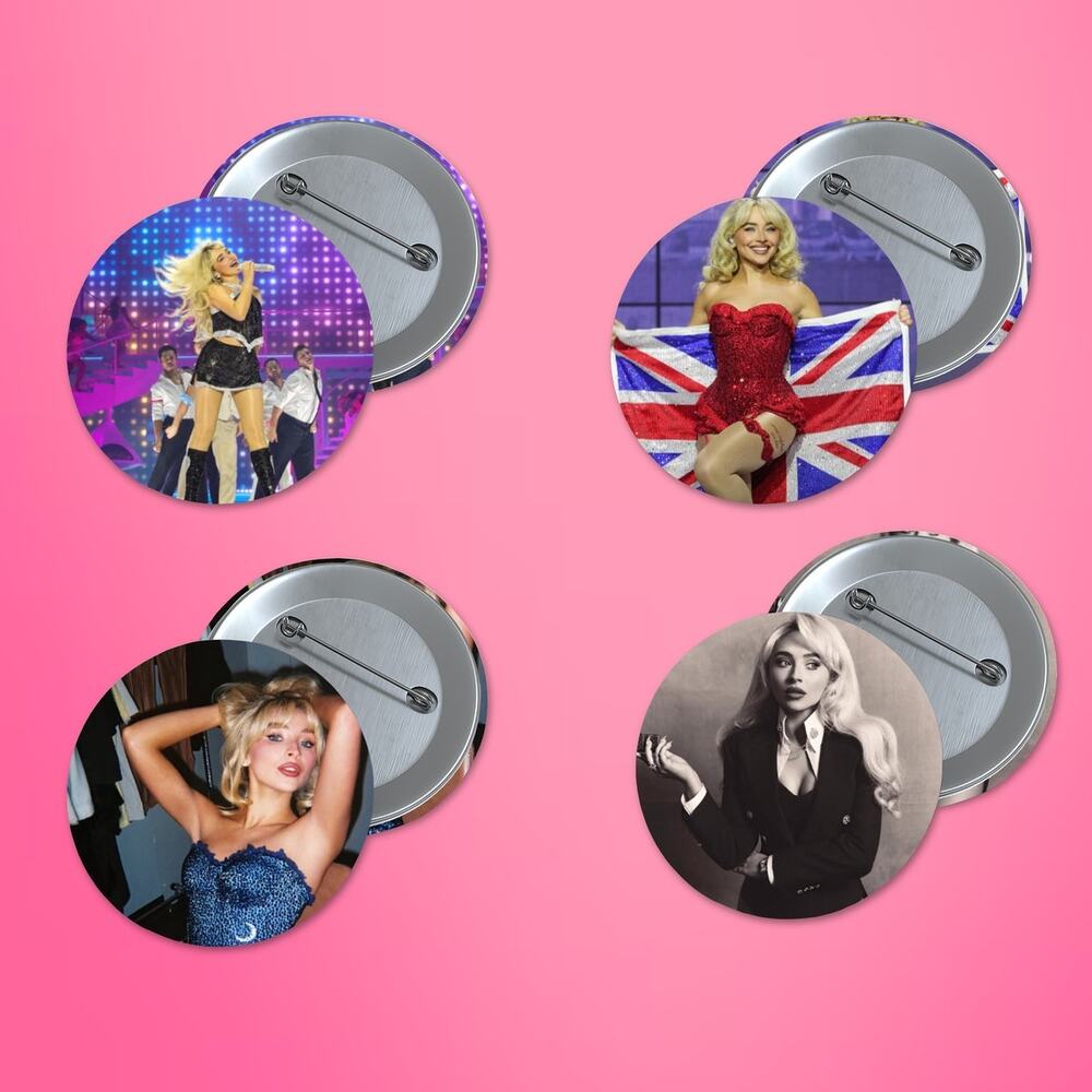 Sabrina Carpenter 3 inch Pin Back Button Set 4 pack Music Pop Espresso Pins